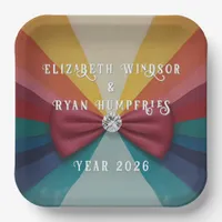 Colorful Elegant Rainbow Wedding Invitation  Paper Plates