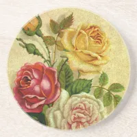 Vintage Roses Grunge Drink Coaster