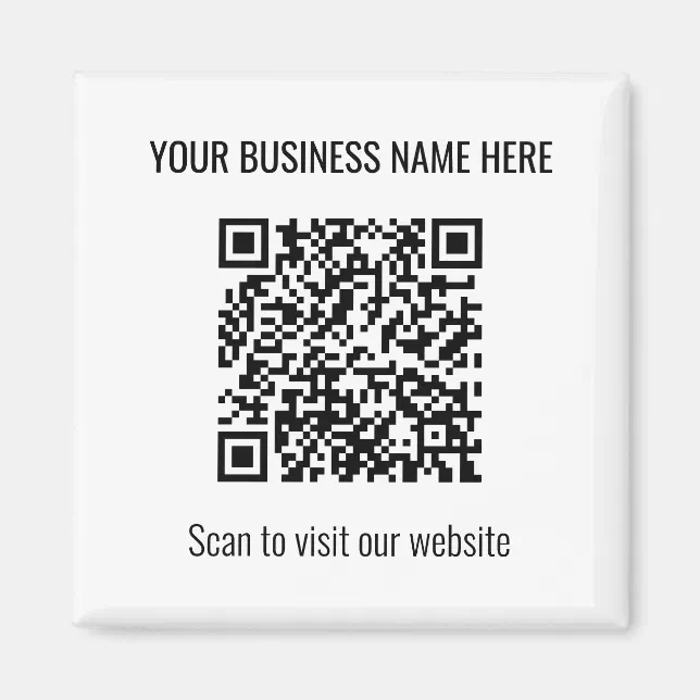 Simple Modern QR Code Square White Magnet