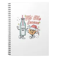 Tis The Season Retro Milk And Cookie Christmas Notebook