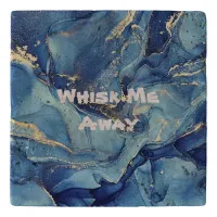 Whisk me away Blue Marble Monogrammed | Trivet