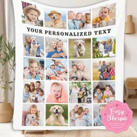 Simple Family 20 Custom Photos Collage Birthday  Sherpa Blanket
