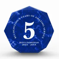 Elegant Blue Marble 5 Years Work Anniversary Photo Block