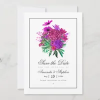 Vintage Fuchsia and Purple Floral Wedding Save The Date