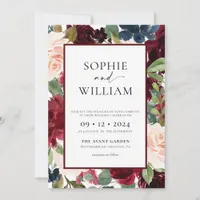 Floral Burgundy Blush Wedding Invitation