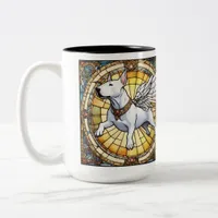 Bull Terrier Stained Glass Angel + Smoking Jacket Two-Tone Coffee Mug