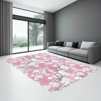 Downtown Crowd Faces Pink & Gray ID494 Rug