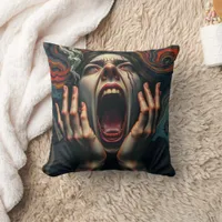 Tormented Woman Haunting Scream Throw Pillow