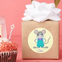 Cute and elegant little mouse personalizable  classic round sticker
