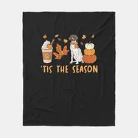 Tis The Season German Shorthaired Dog Fall Pumpkin Fleece Blanket