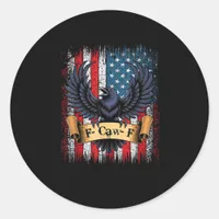 F-Caw-F Crow Bird Retro USA Flag Vintage F-Caw-F Classic Round Sticker