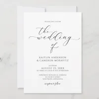 Modern Luxury Wedding Elegant Calligraphy Script Invitation