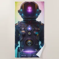 Colorful Atompunk Astronaut digital AI Art Beach Towel