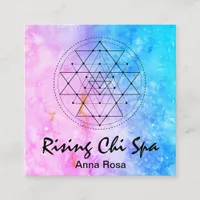 **  Sacred Geometry Reiki Yoga Watercolor Square Business Card