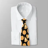 Thanksgiving Apple Pie Patterned Black Neck Tie