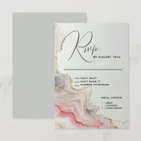 Elegant Blush Agate Fluid Ink  RSVP Card