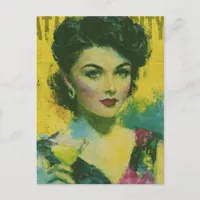 Beautiful Woman With a Drink Postcard