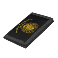 Gold Floral Bold Bison Art With Detail Trifold Wallet