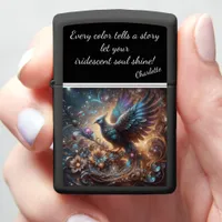 Fantasy Iridescent Bird in a Shimmering Oasis Zippo Lighter