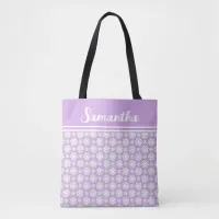 Any Name Cute Floral Daisy Pattern All-Over Print Tote Bag