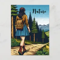 Nature | Women Hiking down a Trail Postcard