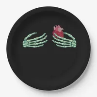 Halloween Skeleton Hands With Heart Classic Paper Plates