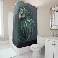 Wild Birds, Eagles, Parrot Portraits-green & blue Shower Curtain