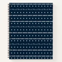 Blue Repeating Name Monogram  Notebook