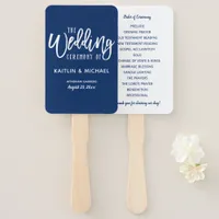 Wedding Program Fans | Brush Script (Navy Blue)