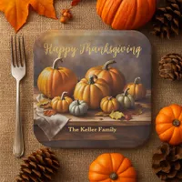 Elegant Harvest Pumpkin Thanksgiving Dinner Paper Plates
