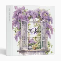 Lilacs window flowers monogram 3 ring binder