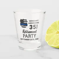 Police Retirement Personalized Thin Blue Line Shot Glass