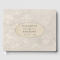 Vintage Ivory Damask Wedding Guest Book