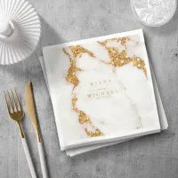 Modern Marble Glitter Wedding Gold ID816 Napkins