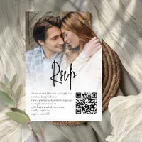 Modern Script Photo Overlay QR Wedding RSVP Card