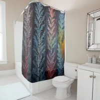 Colorful Icy Plant-Like Feathering Shower Curtain