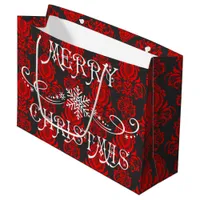 Christmas Elegant, Vintage, Victorian Damask Large Gift Bag