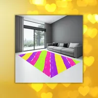 Bright Neon Paint Brush Strokes | Indoor  Rug