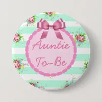 Aunt to Be Baby Shower Button Mint Green & Pink