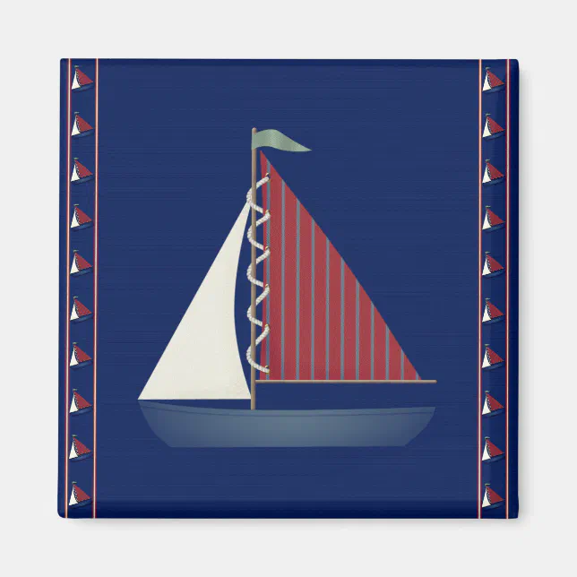 Cute Blue Toy Sailboat Magnet