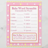 Double Sided Baby Shower Games Flyer