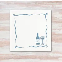 Whimsical Hand Drawn Wine Wedding Chic Dusty Blue Napkins