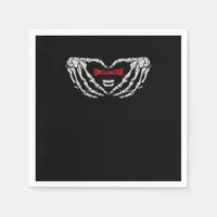 Skeleton Hands Folded In A Heart Funny Halloween Napkins