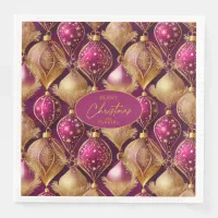 Magenta Gold Christmas Pattern#12 ID1009 Paper Dinner Napkins