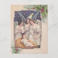 Vintage Christmas Angels Holiday Postcard