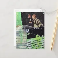 A Retro Couple Collage on Green Postcard