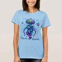  Deep Sea Dreamer Jellyfish Blue Art T-Shirt