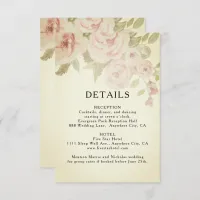 Blush Pink Rose Floral Watercolor Vintage Details Enclosure Card