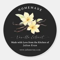 Black Homemade Vanilla Extract Label Sticker