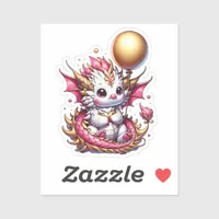 Gold and Pink Dragon Girl's Birthday  Sticker